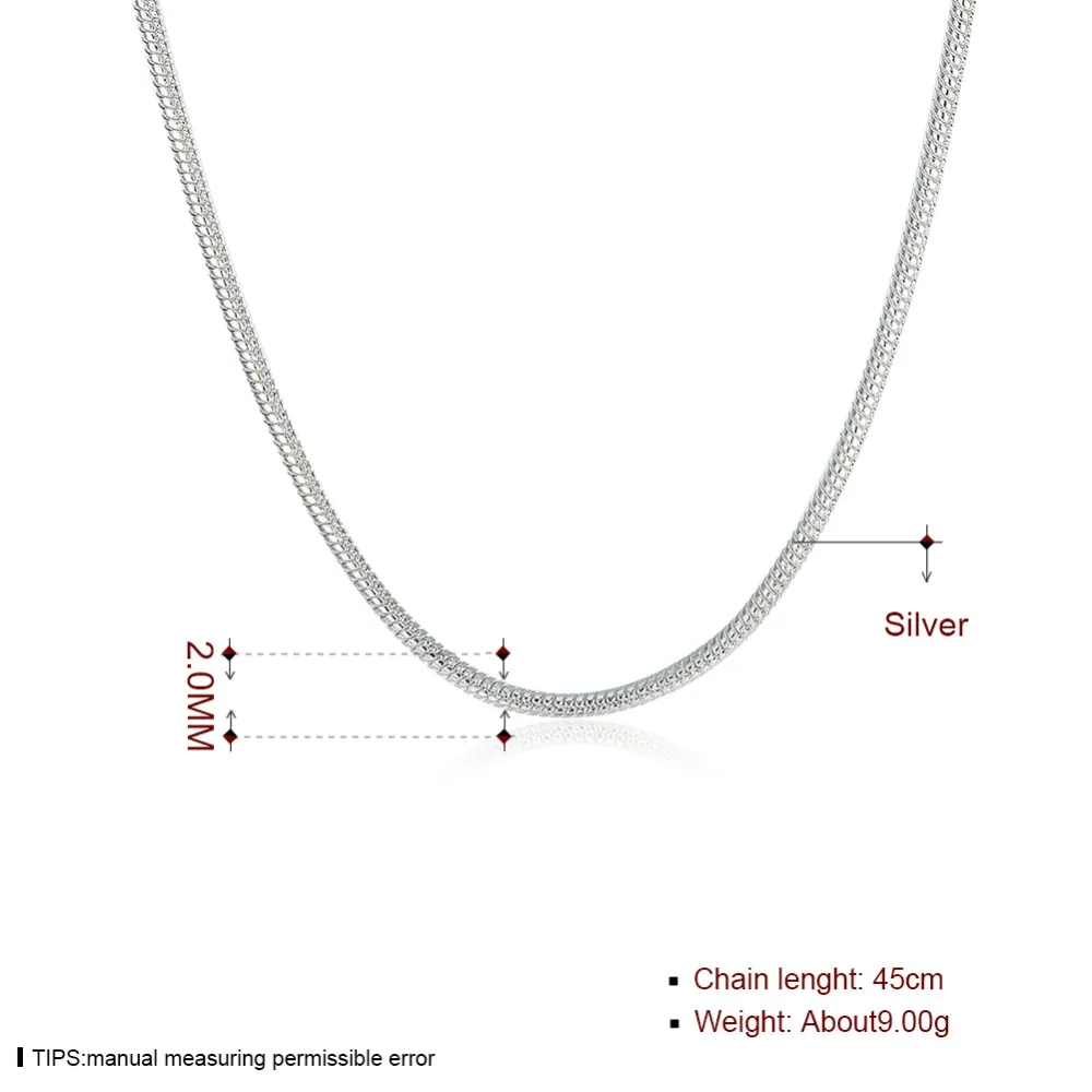 Цепочка со змеиным плетением 2 мм базовое ожерелье из серебра 925 пробы в