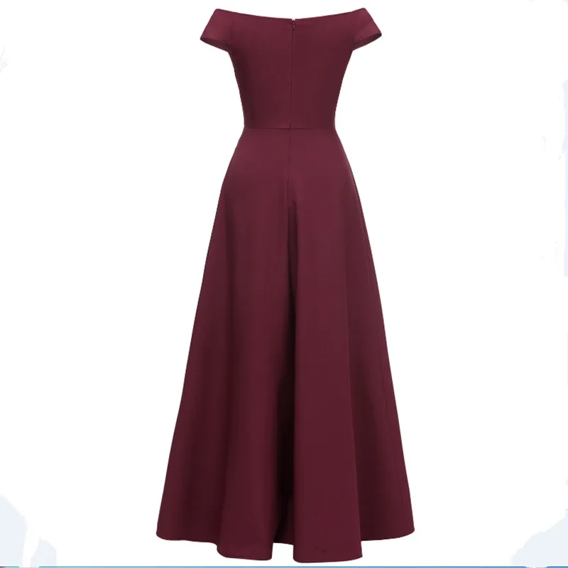 CD1682#Slim dark blue Boat Neck Bridesmaid Dresses Long burgundy bridal gown wedding party dress wholesale cheap women clothing
