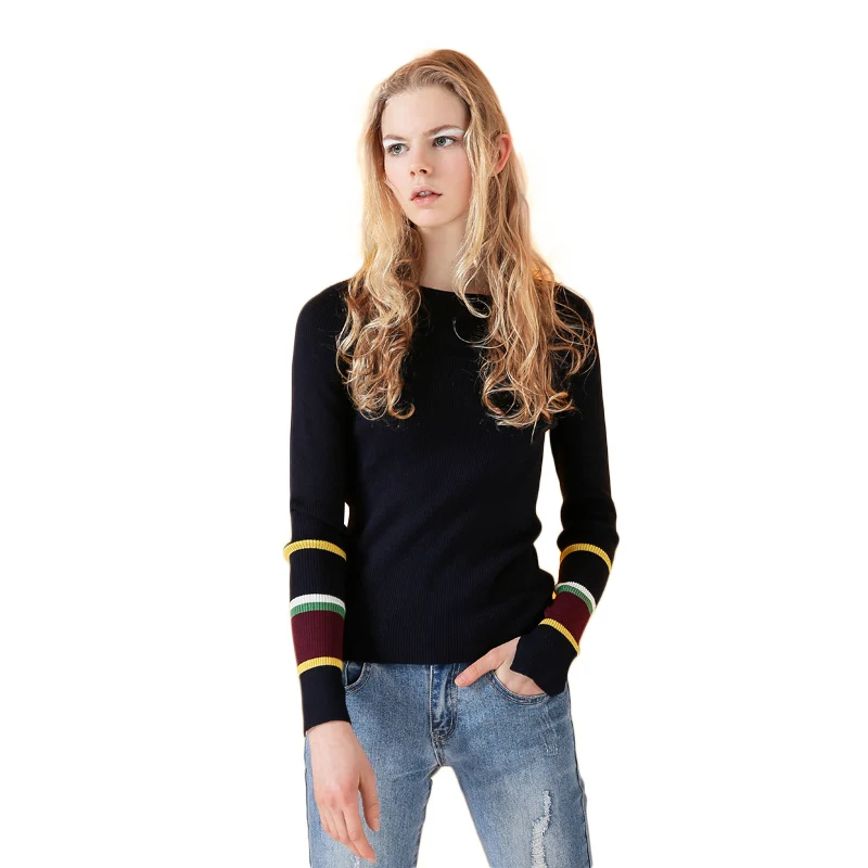 Toyouth вязаные свитера осень 2017 г. Женские полосатые Лоскутные О-образным вырезом