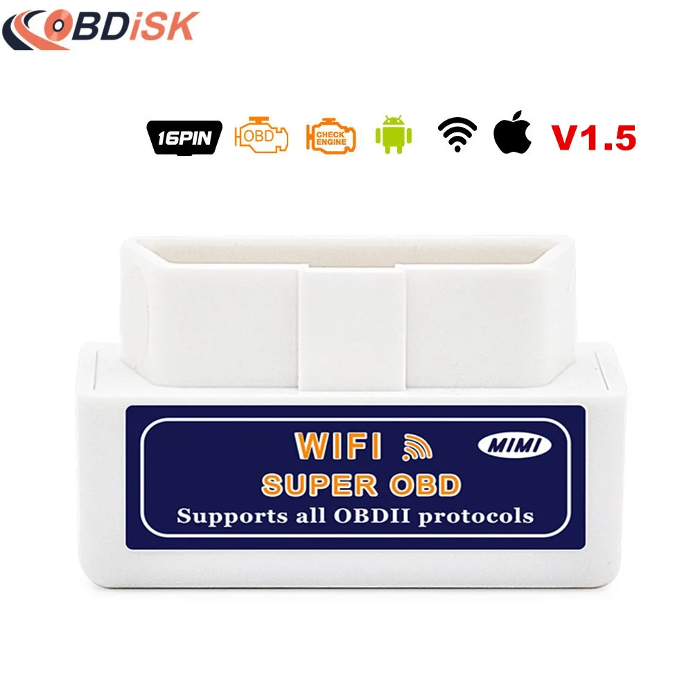 Супер Мини ELM327 Wifi V1.5 OBD2 сканер адаптер с PIC18F25K80 Поддержка Android и IOS системы Wi Fi