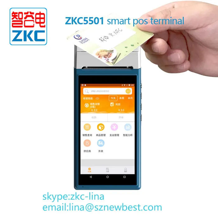 5 дюймовый портативный все-в-одном Сканер Штрих-Кода Android Smart Mobile POS-терминал с 58 мм