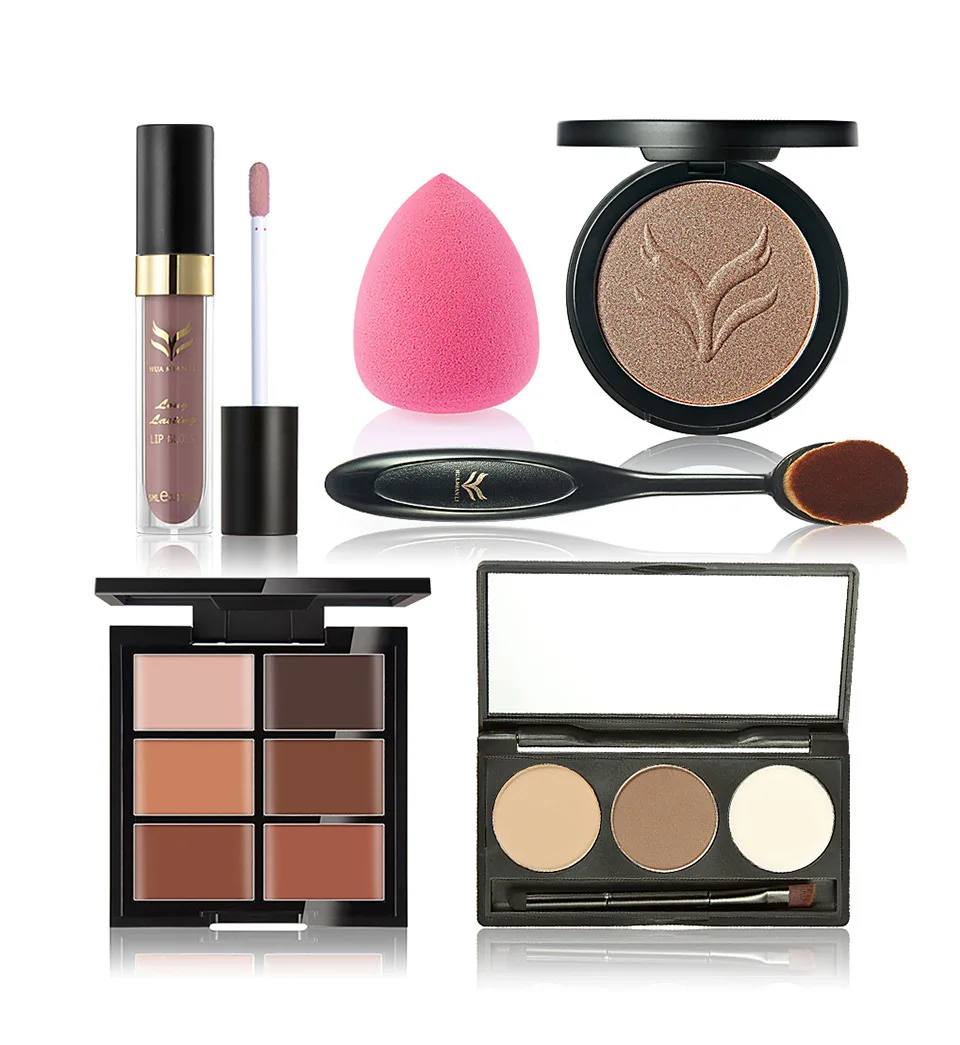 6 шт./партия макияж комплект блеск для губ + бронзаторов маркеры тональный крем