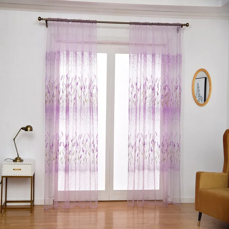 Шторы из прозрачного тюля с цветочным принтом и шипами|Занавески| |