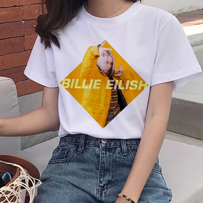 Billie Eilish Harajuku Ullzang Футболка женская футболка с графикой Bad Guy Эстетическая забавная футболка с героями мультфильмов 90s хип-хоп футболки женские