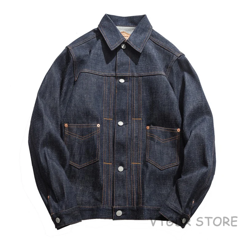 Винтажная 1950s Западная 15oz джинсовая куртка зимняя мужская джинсовая куртка приталенная нестираемая