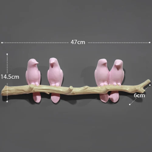 Pink 4Birds Декоративные настенные крючки с птицами из смолы для украшения дома, аксессуары для ключей, сумки, вешалки для одежды - Цвет: Pink 4Birds