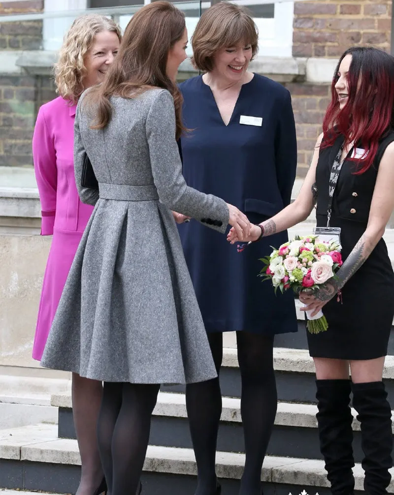 Женское шерстяное платье трапеция Kate Middleton серое дизайнерское принцессы с