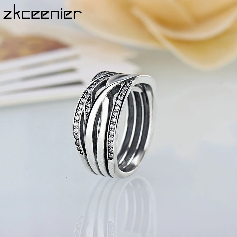 Модные сверкающие плетеные брендовые кольца для женщин Свадебные Роскошные