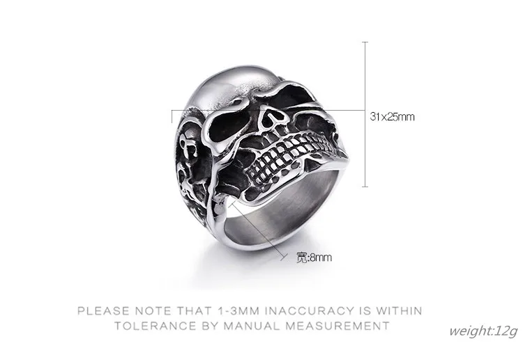 Syboer Мужчины Кольцо Череп titanium кольцо в стиле панк рок ювелирные изделия из