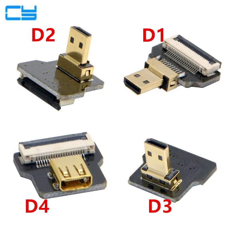 FPV Micro HDMI Mini 90 градусов адаптер 5 см 100 FPC лента плоский кабель шаг 20pin для