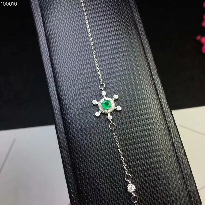 Natural emerald bracelet 925 sterling silver Fashion style Emerald Precious stones | Украшения и аксессуары