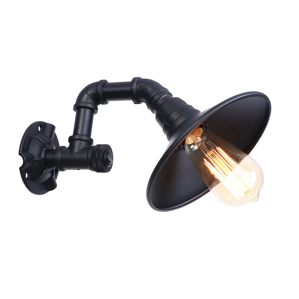 Винтажная металлическая окрашенная черная настенная лампа E27 LED 220V водопроводная