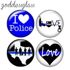 Стеклянный кабошон с плоской задней поверхностью, я люблю полицию, 10 шт., 12 мм18 мм20 мм25 мм, ZB0429