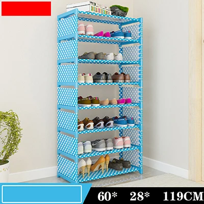 8 layers blue Бытовая стойка для обуви, простая многослойная полка для обуви, хранение с максимальным использованием полезной площади, шкафчик для обуви - Цвет: 8 layers blue