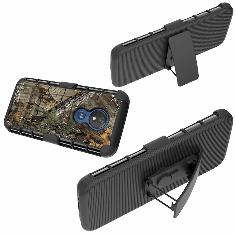 Для Motorola MOTO G7 power G7 power Американская версия Hybrid Heavy Duty 3 в 1 военный Камуфляжный Жесткий противоударный Чехол Зажим для ремня подставка чехол