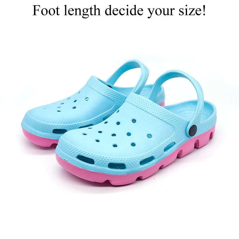 lightblue Мужские сабо Crocks садовая обувь Cholas Croks пляжные сандалии Летняя обувь г. Сандалии Уличная Повседневная обувь без шнуровки размера плюс 49 - Цвет: lightblue