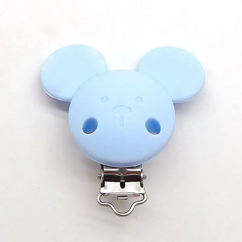 Pastel Blue Chenkai 10 шт. без БФА, силиконовый Прорезыватель для зубов с прищепкой, пустышка, зажимы для пустышки, сделай сам, Детская мышь, животное, уход, прорезыватель, игрушка, аксессуар - Цвет: Pastel Blue
