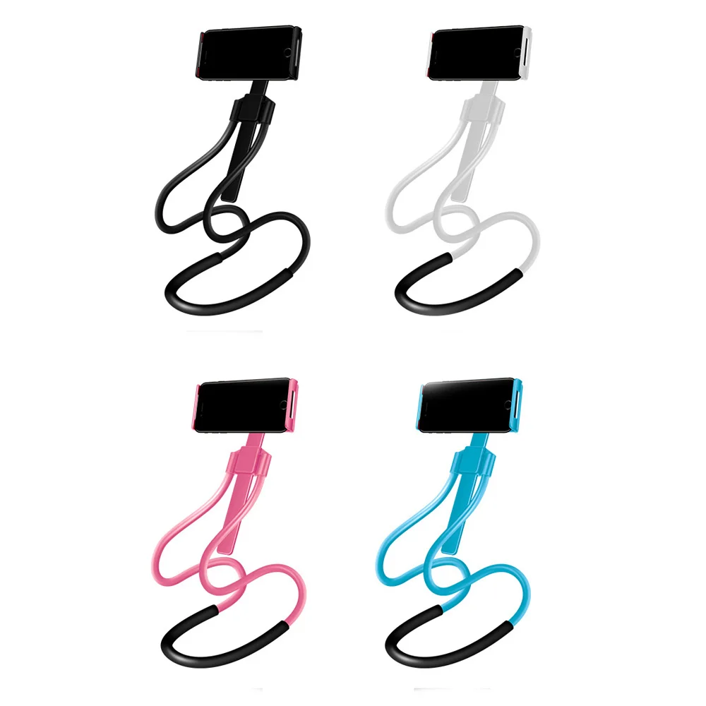 universal lazy hanging neck mobile phone holder 360 degree rotation flexible support bracket stand for iphone tablet free global shipping