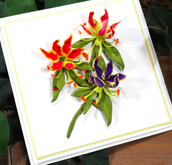 Пламенная Лилия Цветок травления металлическая пресс форма из углеродистой