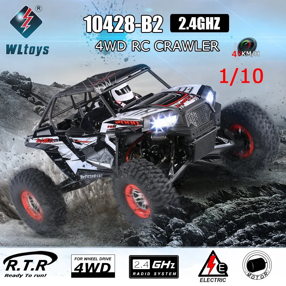 Wltoys 10428 B2 1:10 4WD 2 4G 40 км/ч гоночный Rc автомобиль Рок Гусеничный внедорожный Багги RTR