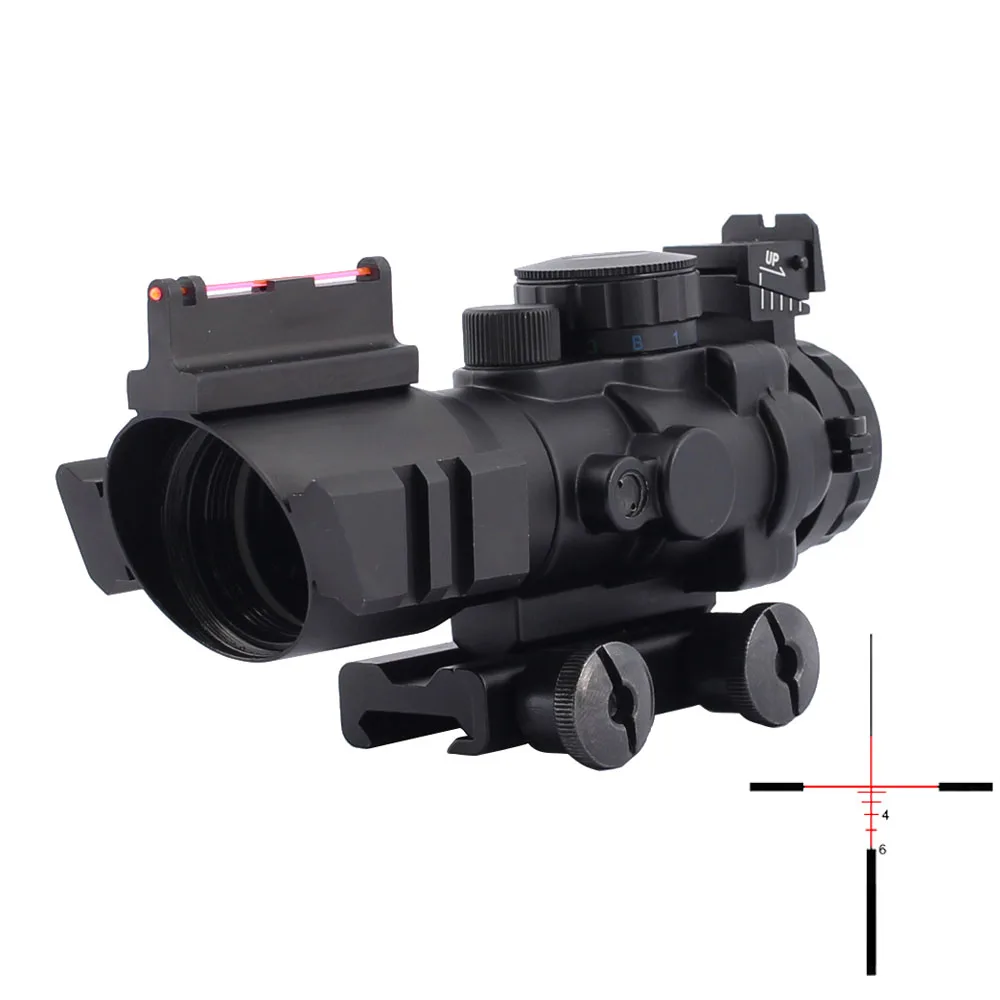 Черный SPINA оптика тактический прицел 4x32 Acog прицел 20 мм ласточкин хвост рефлекторная Оптика прицел для охоты - Цвет: Черный