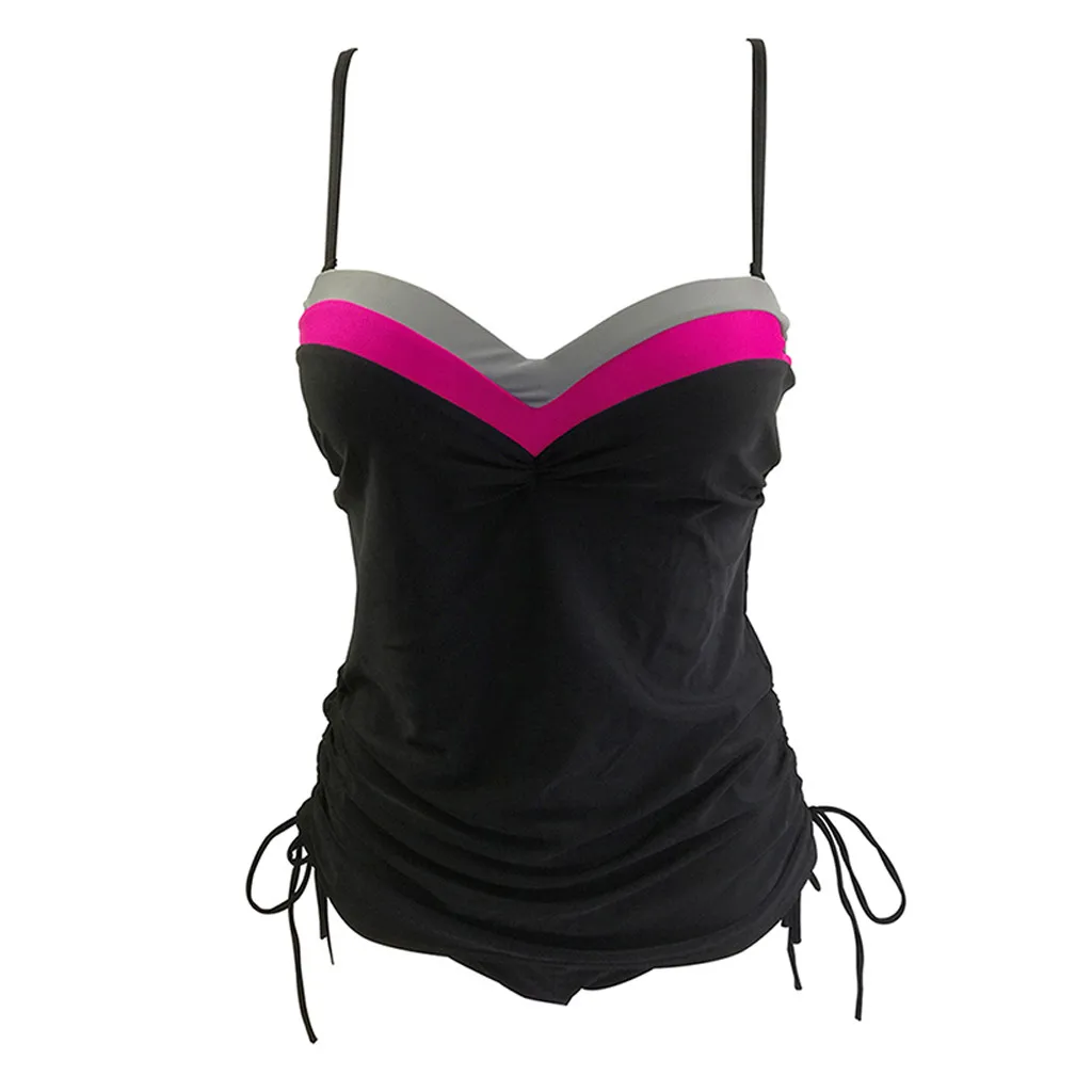 Купальный костюм размера плюс для женщин, 2 предмета, купальник, сексуальный, пуш-ап, танкини, лето, черный купальник, vestidos mujer