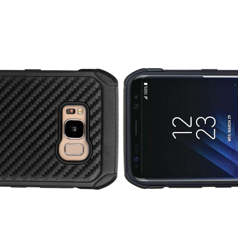 Чехол KEYSION для Samsung Galaxy S8 Plus углеродное волокно текстурный ПК + ТПУ 2 в 1