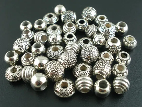 Бесплатная доставка 500 шт. смешанные Античные Серебряные Акриловые бусины