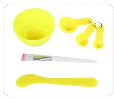 yellow 6 в 1 DIY маска для красоты лица миска для женщин косметический макияж инструмент с кистью аксессуары для дома лопатка палочка мерная ложка набор распродажа - Цвет: yellow