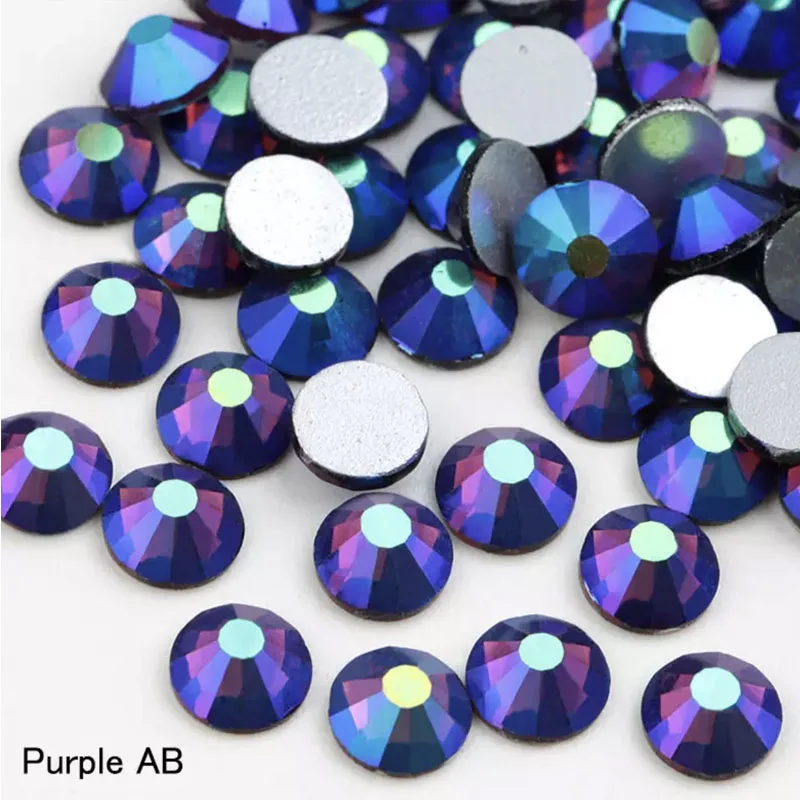 Color AB Glue on Glitter Flatback Glass Crystal Non Hot fix rhinestone For Gymnastics Clothes Shoes 3D Nail Art Decoration - Цвет: 17