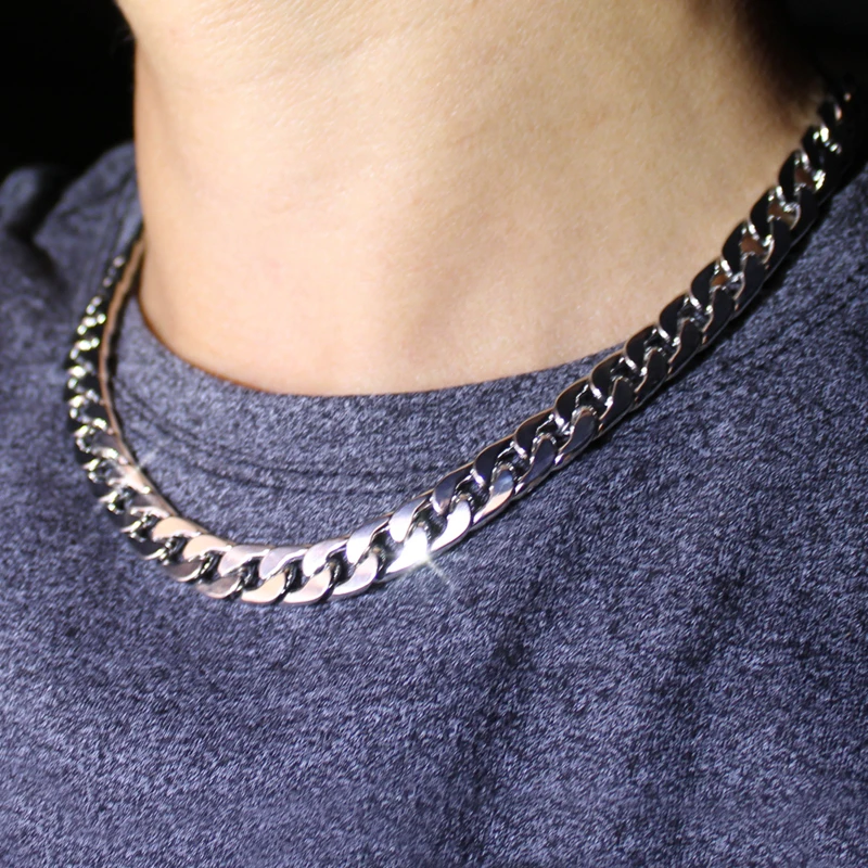 

Karopel Silver Color 16"/18"/20"/22"/24" Hip Hop Chain Necklace for Men Women Choker Geometric Chain Curb Chain Gift Jewelry