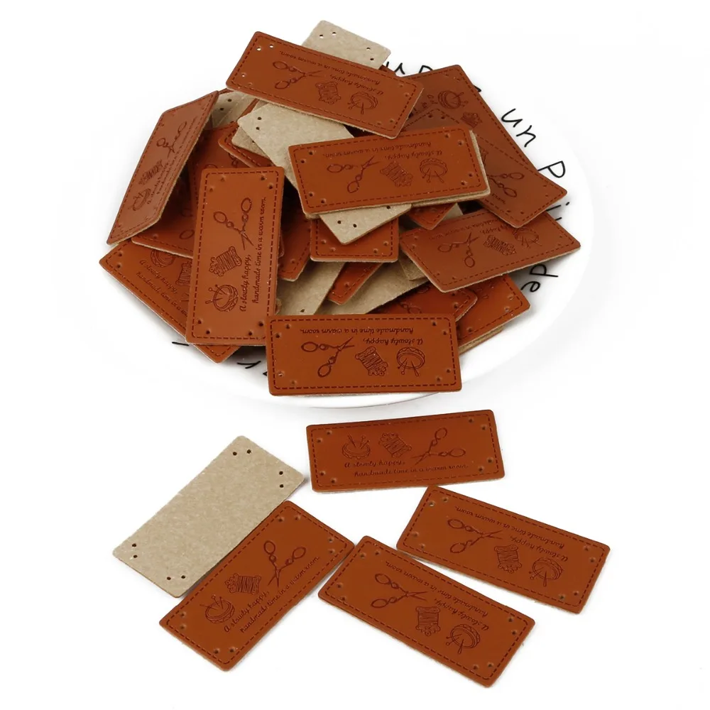 10 шт. этикетки из искусственной кожи с буквенным узором прямоугольная этикетка