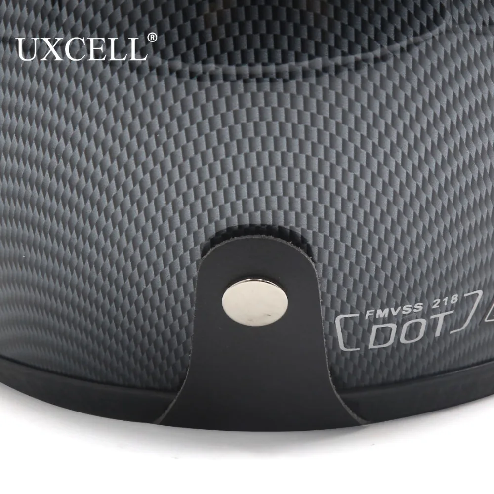 UXCELL 3/4 мотоциклетный шлем с открытым лицом и узором из углеродного волокна со съемным козырьком для вождения двигателя, защита головы водителя