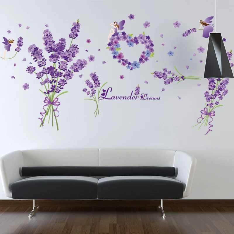 [Dreamarts] фиолетовый Lavenders стикер на стену s ПВХ материал DIY цветы домашний декор