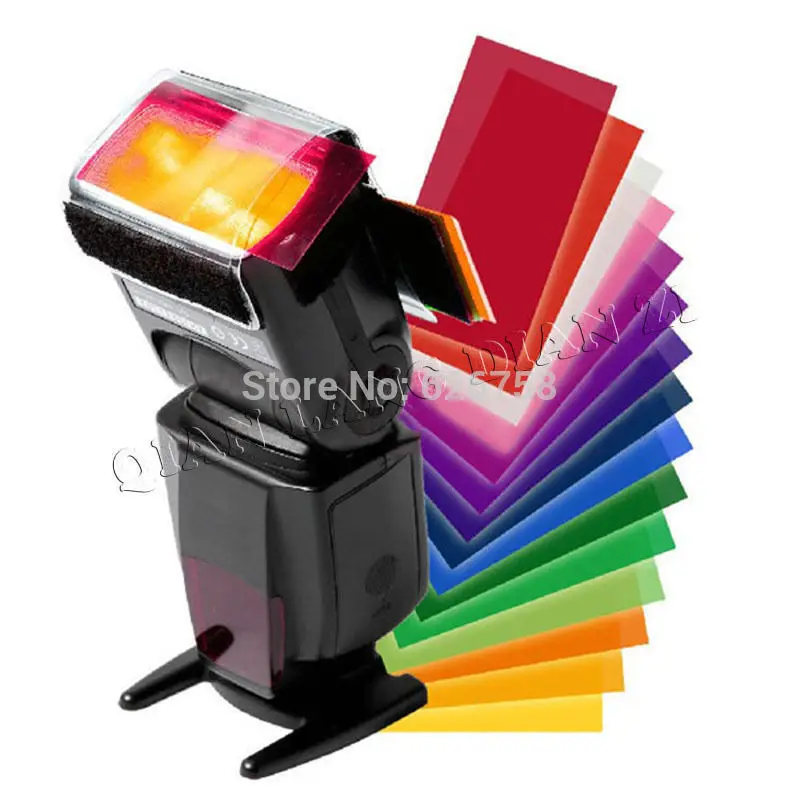 

12pcs Strobist Flash Color card diffuser Lighting Gel Pop Up Filter for camera