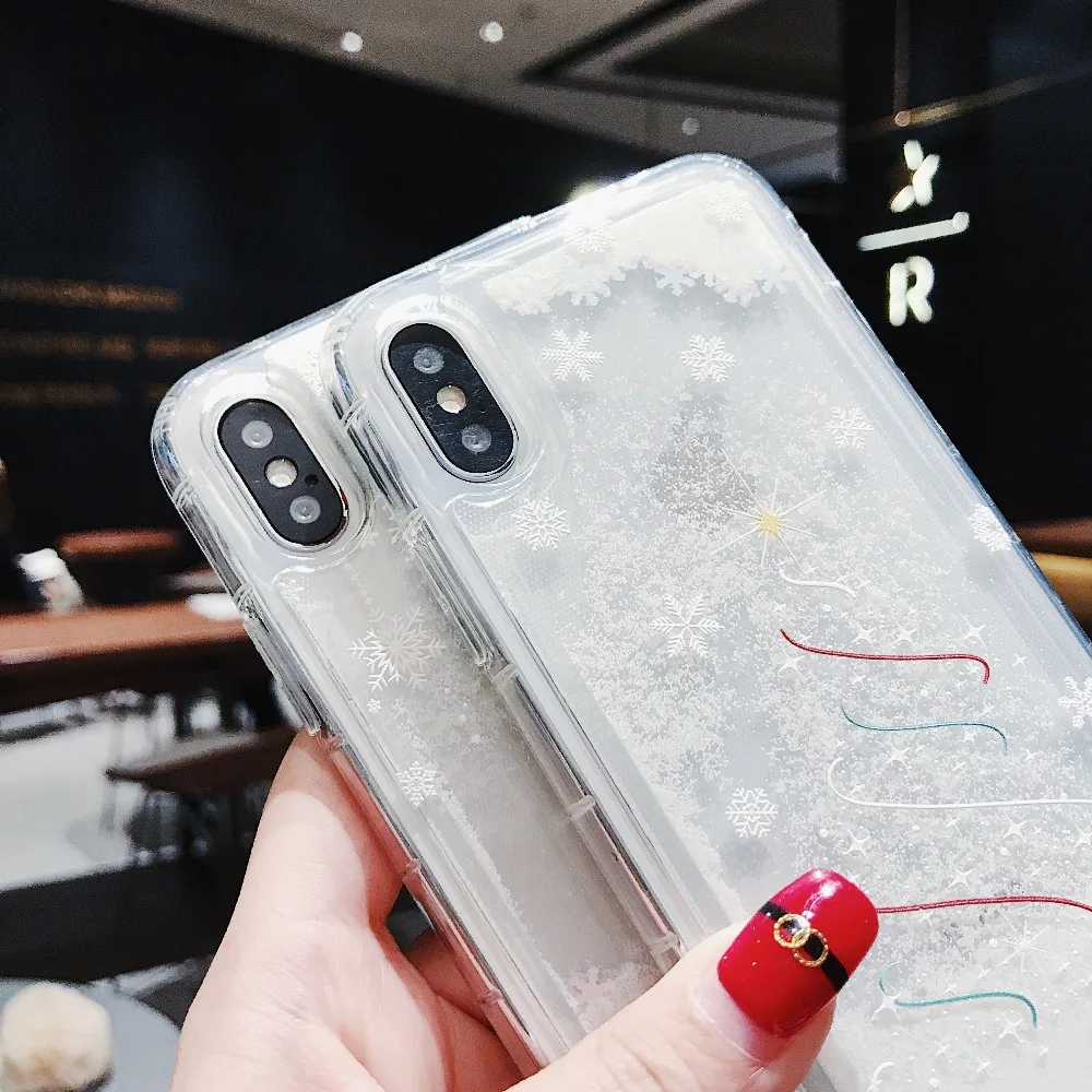 Снежинка зыбучий песок чехол для телефона iPhone xr прозрачный жидкий ТПУ телефонные