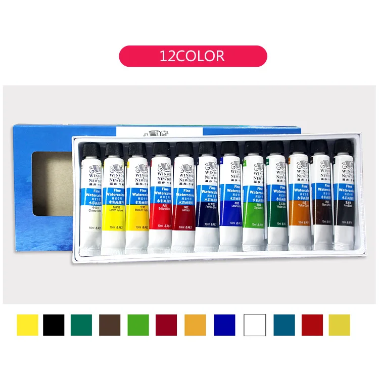 12color Winsor& Newton 12/18/24 Цвет набор акварельных красок профессиональная водная Цвет Краски для рисования для учащихся Краски ingfor арт Краски расходные материалы - Цвет: 12color