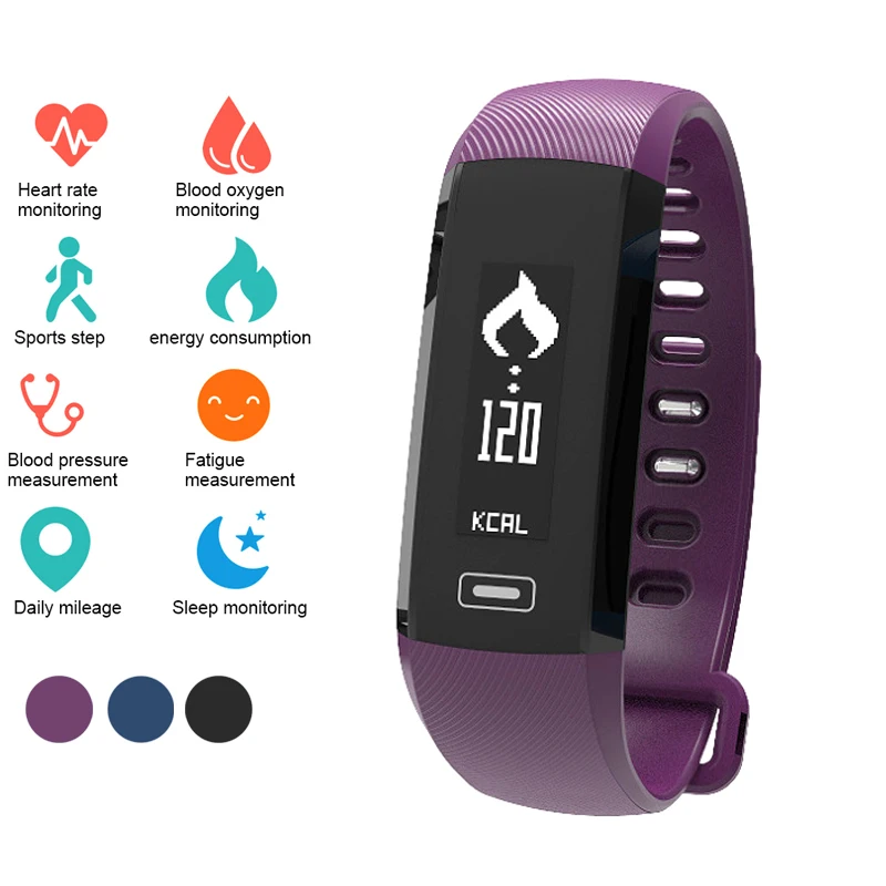 Smart Bracelet Bluetooth Blood Pressure Heart Rate Monitor Waterproof Sport Watch for IOS Android TU-shop | Электроника