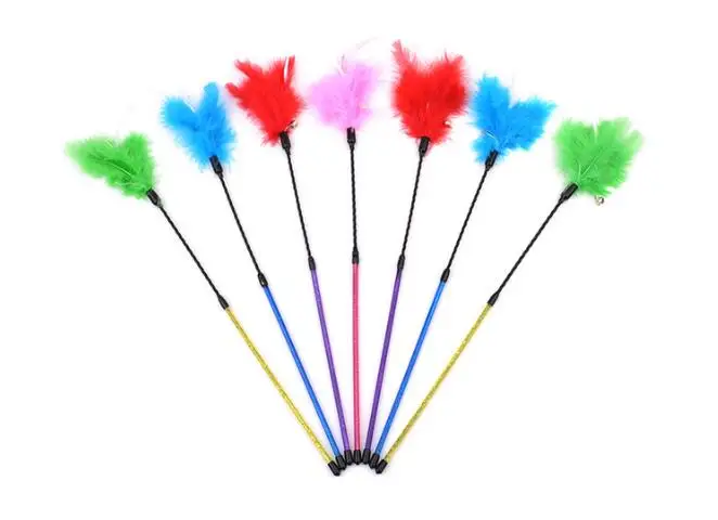 

Pet Cat Playing Toys Bell Feather Dangle Kitten Rod Toy Interactive Funny Hot Sale