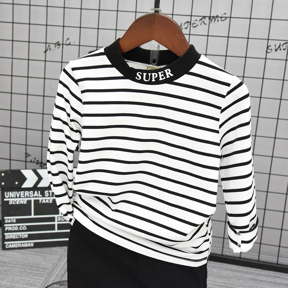 Полосатая Толстовка для маленьких мальчиков Одежда детей Детская хлопковая