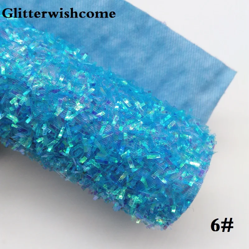 Glitterwishcome 21X29 см A4 Размеры синтетическая кожа, флуоресцентный с эффектом блестящей кожи, тканевый Виниловый фон для банты, GM039A - Цвет: 6