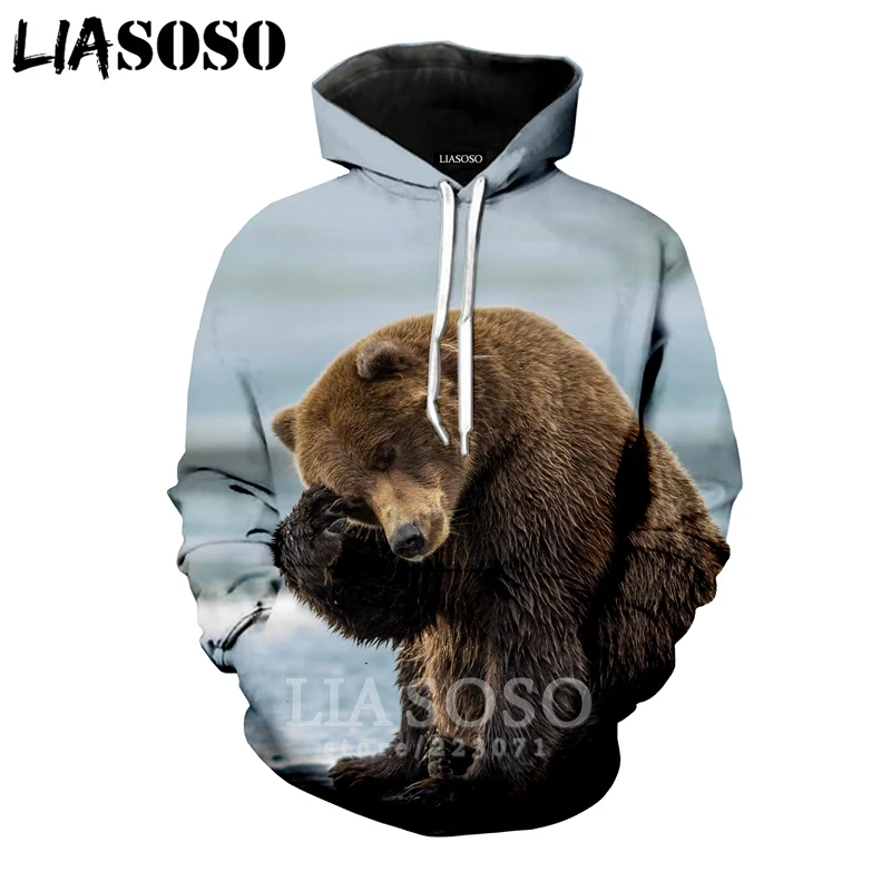 17 LIASOSO, новинка зимы, для мужчин и женщин, модная толстовка, 3D принт, животные, медведь, толстовки, длинный рукав, круглый вырез, топ, Harajuku, пуловер, B107-7 - Цвет: 17
