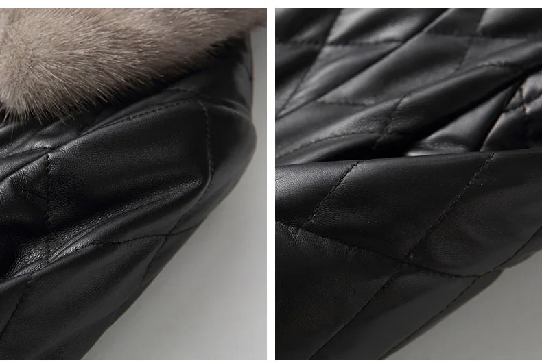 Natural sheepskin leather jacket women down coat woman real leather outerwear with genuine mink fur collar and cuff