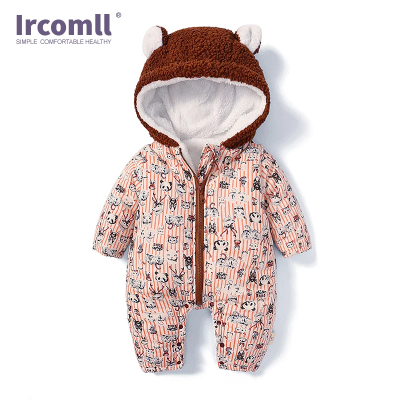 Ircomll/Одежда для новорожденных; комбинезон для малышей; осенне-зимние комбинезоны с капюшоном; мягкая бархатная одежда для младенцев