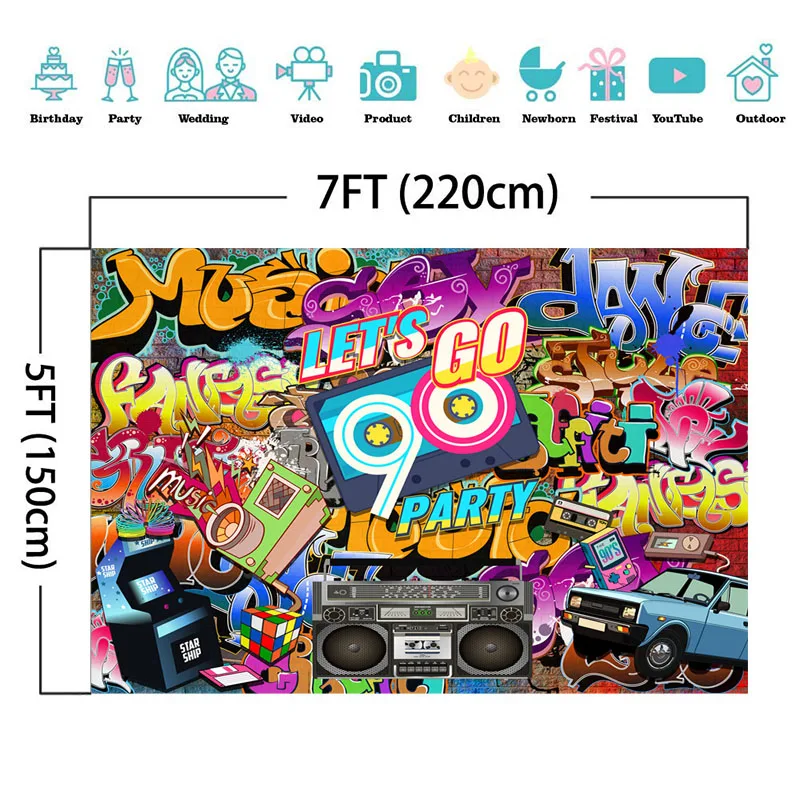 Фон для темативечерние в стиле хип-хоп с граффити настенный фото-фон виде кабины