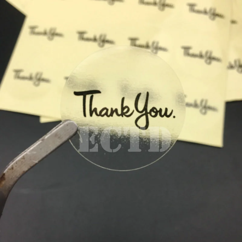 Прозрачные наклейки этикетки с уплотнением THANK YOU черные и круглые 1 18 дюйма