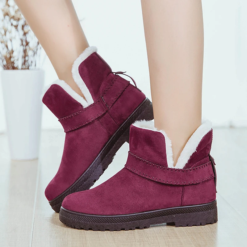 Для женщин сапоги 2018 Лидер продаж зимние ботинки с плюшевым утеплителем женские