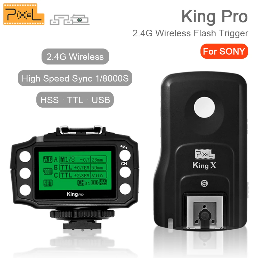PIXEL King Pro для Sony 2 4G беспроводной TTL HSS приемопередатчик приемник комплект триггера