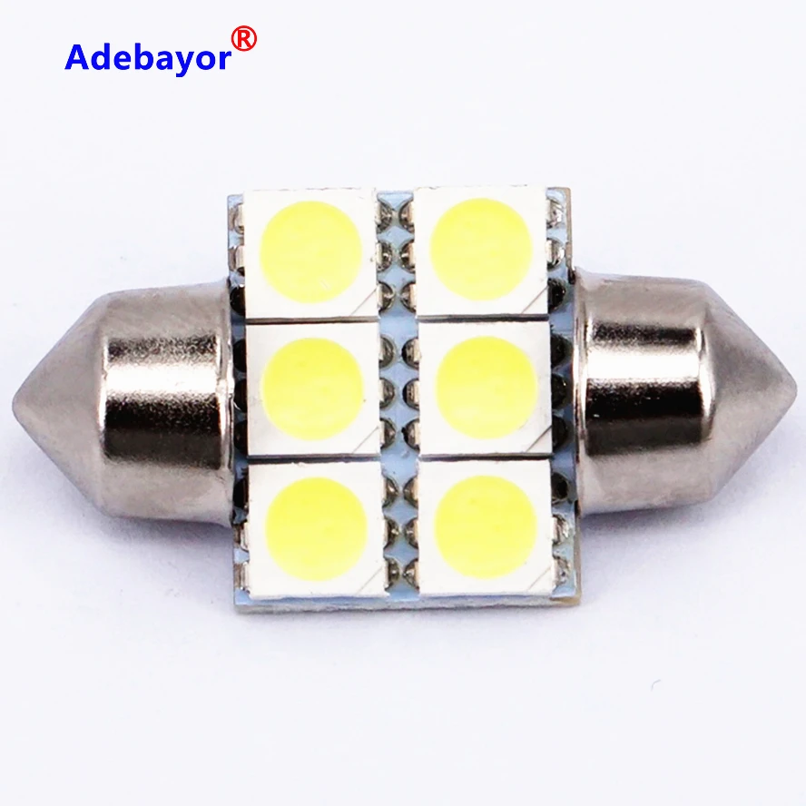 20 шт. оптовая продажа интерьера автомобиля 31 мм белый 5050 SMD 6 светодиодный iFestoon