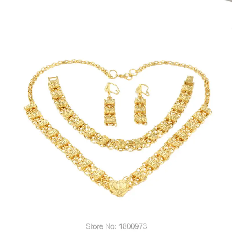 Женский комплект ювелирных изделий Свадебный из колье серёг и браслета в